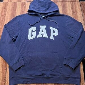Gap Blue Fleece Retro Tech Graphic Sportswear Hoodie XL